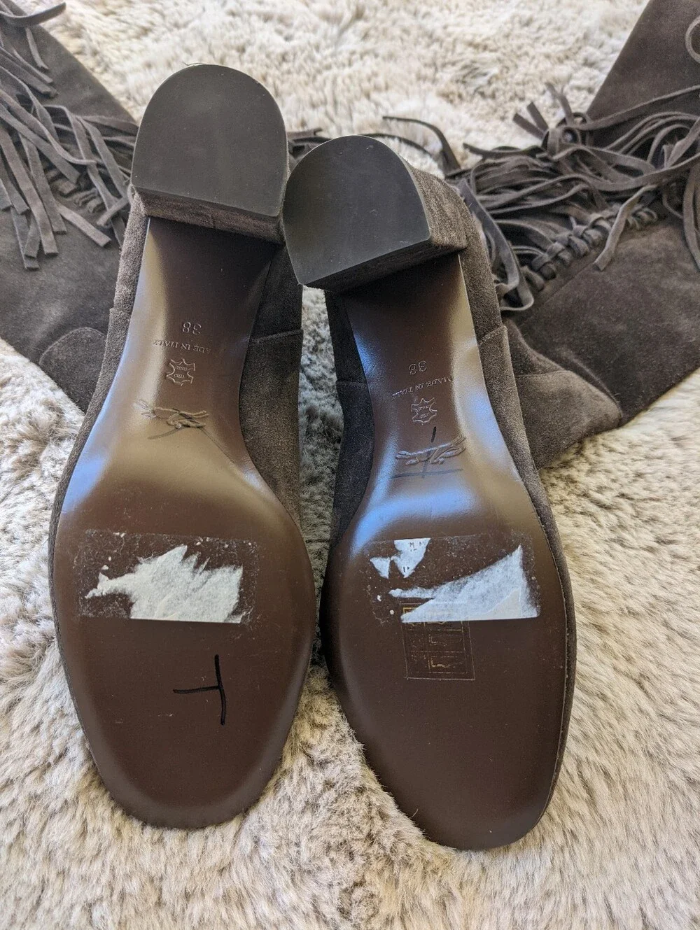 LONGCHAMP Paris fringe Over Knee Suede Boots 38